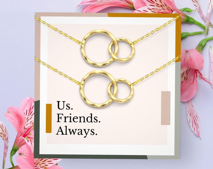 Best Friends necklace for 2,Friendship necklace set of 2, Best friends long distance,  or Sterling Silver circles necklace
