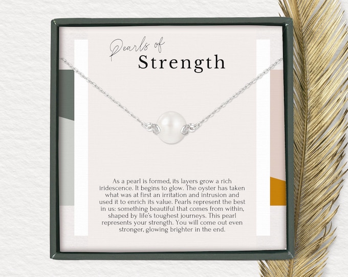 Strength necklace, Strength Jewelry, Strength Gift, Warrior necklace, Tough times gift, Pearl of Strength necklace