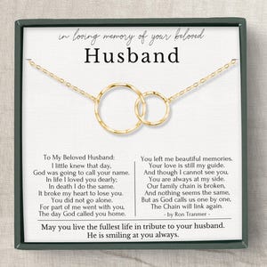 Loss of Husband Gift, Sympathy gift loss of Husband, Husband Remembrance necklace, Broken Chain poem  or Sterling Silver