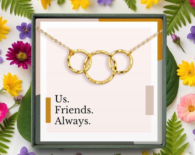 3 Best Friends Gift | Best Friend Birthday | Friendship Necklace for Three | Matching Minimalist Jewelry | Long Distance BFF Gift
