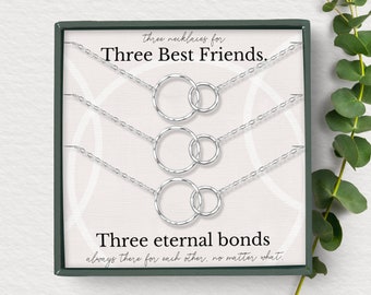 Beste Freunde Halskette für 3 | Drei beste Freunde Schmuck | Fern beste Freundgeschenk | Beste Freundin Geburtstagsgeschenk | BFF Halskette für 3