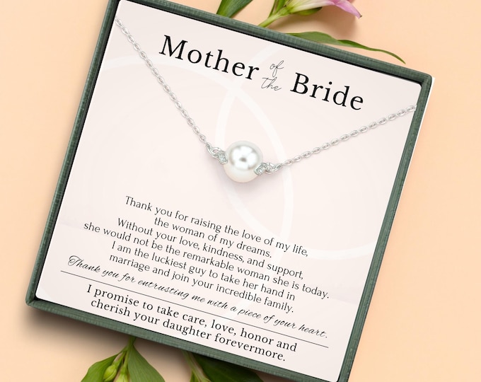 Mother of the Bride necklace gift from Groom on wedding day, Message Poem Jewelry Gift Box for mother in law from son in law