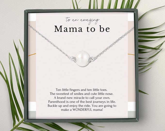 First Time Mom Gift, New Mom Gift Jewelry, Gift for New Mom Necklace, New mommy Gift for first Mother's day, Pregnancy dainty pearl necklace