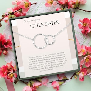 Kleine Schwester Halskette Von der großen Schwester, Schwester 2 Kreise Halskette Geschenk für die jüngere Schwester