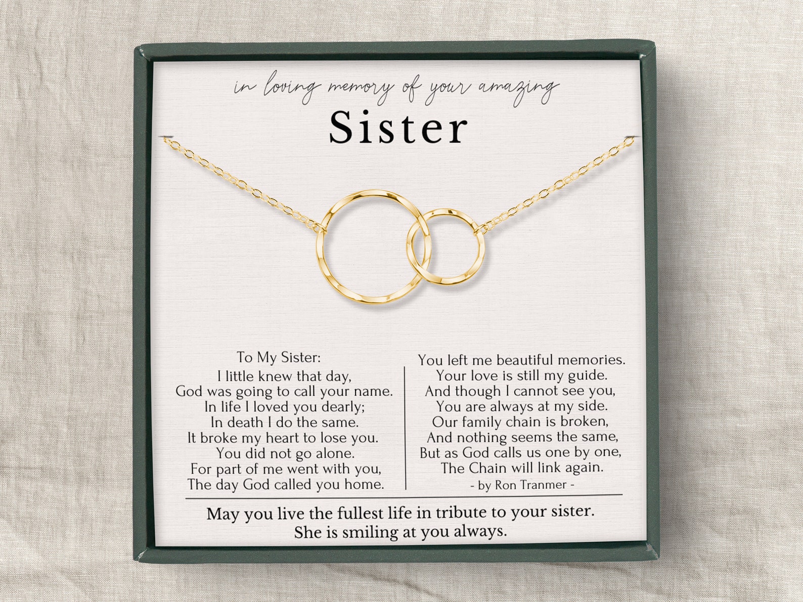 Loss of Sister Sympathy Gifts, Loss of Sister Necklace, in Memory of