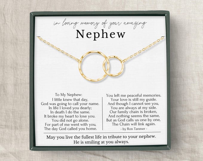 Nephew memorial gift | Memory gifts for loss of loved one | Bereavement gift | Memorial necklace | Nephew remembrance gift | Sympathy gift