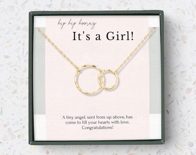 It's a Girl Necklace gift for mom, Baby Girl shower gift, New Mom Gift, Gift for New Baby, Newborn Gift, Sterling Silver