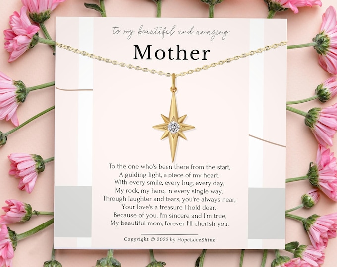 Mothers's day necklace gift • Mom Birthday gift • Mother's day necklace • Mum gift ideas • Thank you Mom gift necklace sterling silver star