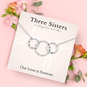 Cadeau 3 zussenkettingen | Verjaardag zus | Cadeau grote middelste kleine zus | Bijpassende sieraden voor Three Sisters | Forever Sisters