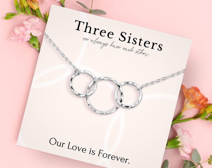 3 Sister Necklaces Gift | Sister Birthday | Big Middle Little Sister Gift | Matching Jewelry for Three Sisters | Forever Sisters