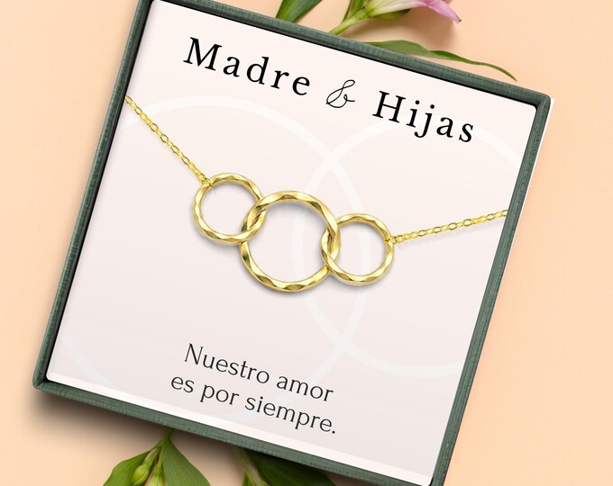 Mother and Daughters Necklace Gift | Día de la Madre, Cumpleaños, Navidad | Collar de Madre e Hijas | Spanish Language | Joyería Español