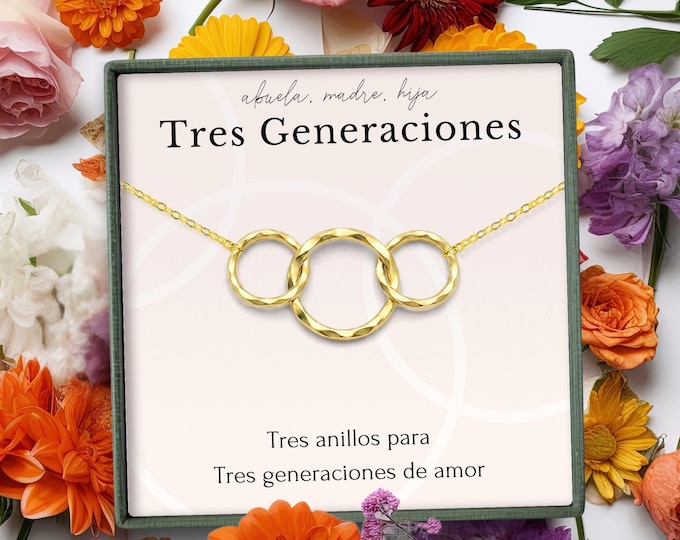 Madre Hija Abuela | Regalo Día de la Madre | Spanish, Español Birthday Gift for Grandma, Mamá, Daughter | Collar Tres Generaciones