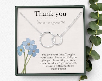 Thank You Gift Necklace with Message Card | Mentor Gift for Women | Appreciation Gifts Jewelry | Thank You Gift for Woman | Teacher gift