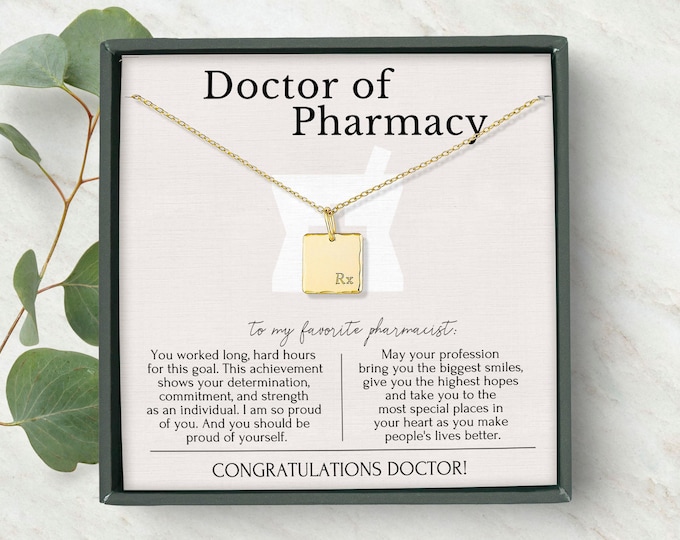 Pharmacist Graduation Gift, Doctor of Pharmacy gift, PharmD graduation Gift, Rx Charm  14K gold-filled, Sterling Silver necklace