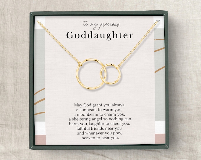 Goddaughter necklace, Goddaughter Gifts from Godmother, Sterling silver  Interlocking circles necklace