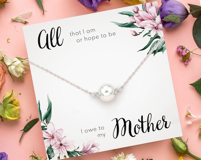 Sterling Silver Pearl Necklace • Mother's Day Gift