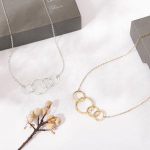 40th Birthday gifts for women | minimalist 4 ring Sterling Silver Necklace | 14K gold vermeil | gift wrapped birthday milestone image 6