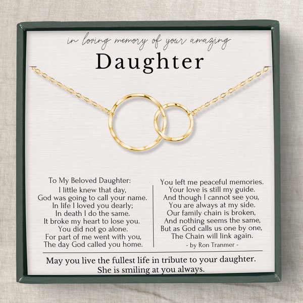 Loss of Daughter Sympathy Gifts, Daughter Memorial necklace, Loss of loved one gift, Condolence Gift, Broken Chain Poems, Eternity Circles