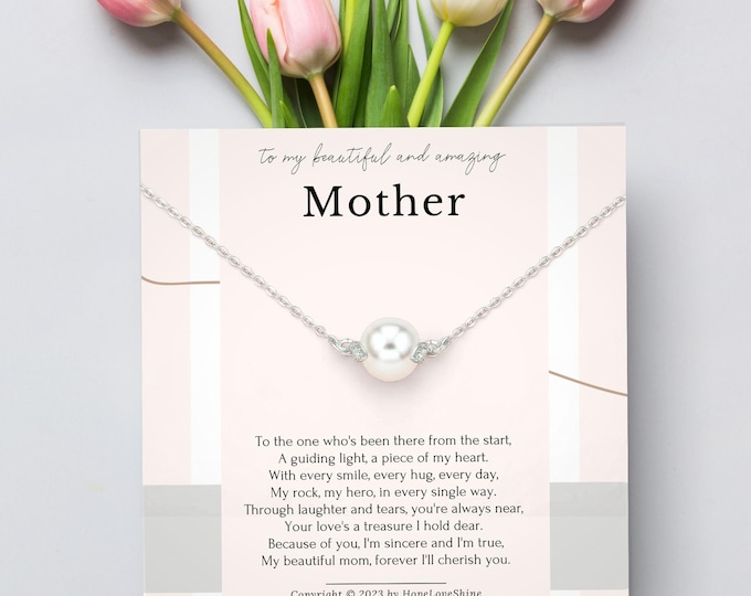 Mothers necklace gift • Mom gift from Son Daughter Wedding Day • Mother's day necklace • Mom Birthday gift ideas • Thank you Mom gift