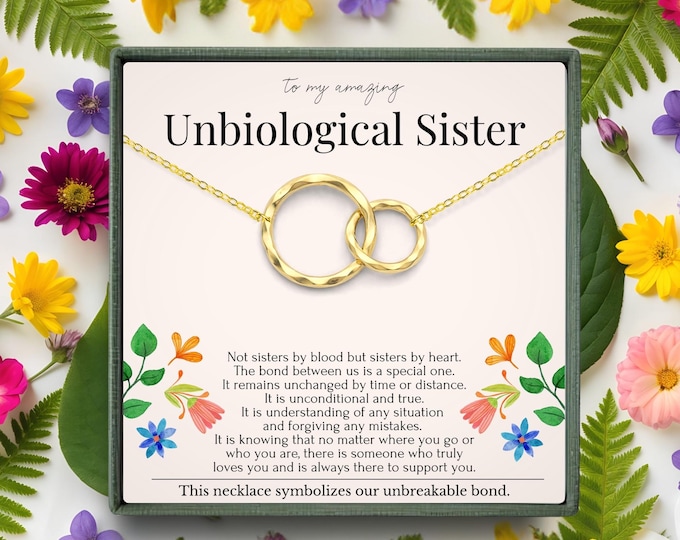 Unbiological Sister Necklace Gift | Friendship Necklaces Silver and Gold | Soul Sister Jewelry | Sentimental Gifts for Best Friend