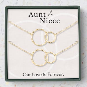 Niece Gift from Aunt or Aunt Gift from Niece | Matching Necklaces for Aunt and Niece - Sterling Silver Interlocking Circles Gift