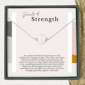 Cadeau réconfortant pour un ami, cadeau collier perle de force en argent sterling
