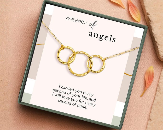 Twin Loss Memorial Necklace – Mama of Angels Jewelry – Sympathy Gift for Mom After Miscarriage or Loss of Twins