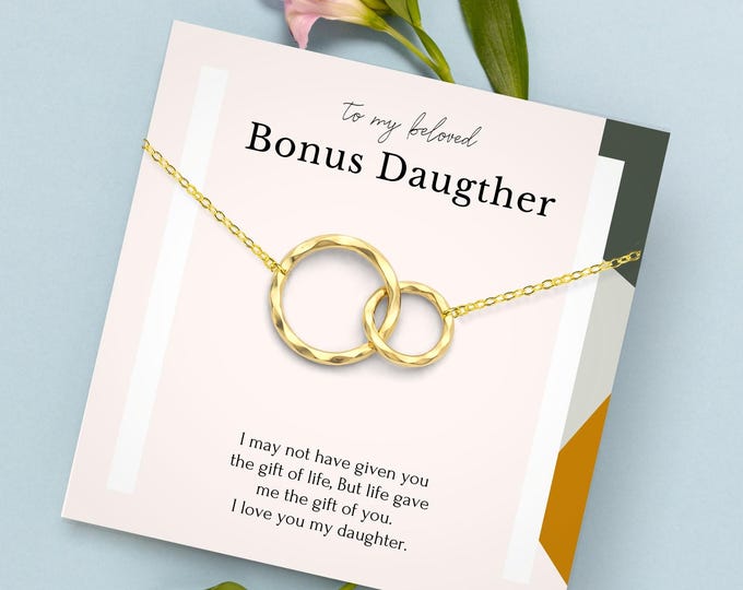 Bonus daughter necklace gift • Adopted daughter gift jewelry • Unbiological daughter necklace sterling silver