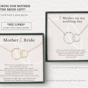 Celebrate the beginning of forever with this exquisite 18 inches long 14k gold and sterling silver necklace, a perfect mother of the bride or groom gift. It has Two interlocking circles that symbolizes the unbreakable bond between mother and child.