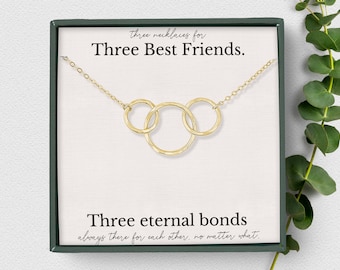 3 ring best friends necklace, 3 Best Friends necklace set, 3 Rings friendship necklace, Best Friends jewelry, Best Friends necklace Gift