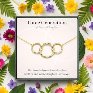 Collar de tres generaciones, madre, hija, abuela, collar de 3 círculos, regalo para el día de la madre para la abuela.