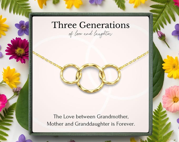 Three Generations necklace Mother Daughter Grandmother 3 circle necklace gift Mother's day gift for grandmother