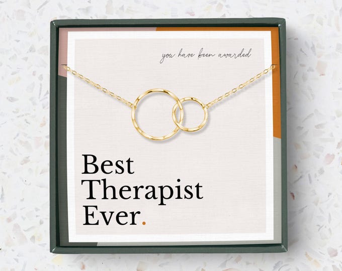 Therapist thank you gift box • Counselor gift • Best therapist ever • Therapist appreciation gift • Interlocking circles • Dainty necklace