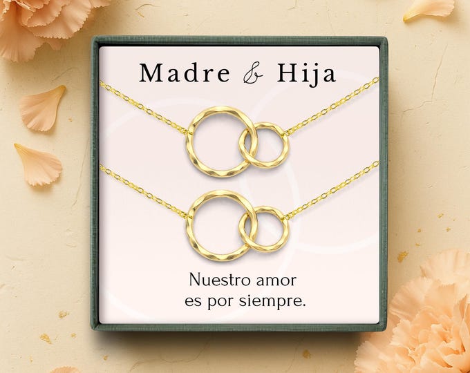 Juego de collar para madre e hija, juego de collar para madre e hija, joyas para el día de la madre, collar de 2 círculos