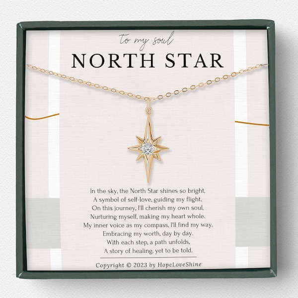 North Star Necklace Gold and Silver | Bff Jewelry | Self Love Necklace | Best friend necklace | Self care gift | You are enough gift