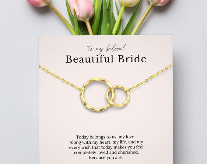 Bride Necklace Wedding Day Gift from Groom | Romantic Jewelry with Message Card | Wedding Keepsake for Bride In Gold or Silver