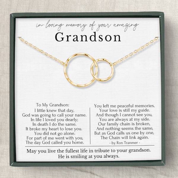 Loss of Grandson Gifts, Loss of Grandson poem gift, Grandson memorial necklace, Condolence Gift, Grandson keepsake, Sympathy gift necklace
