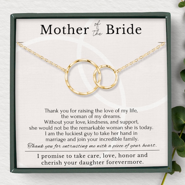 Mother of the Bride necklace gift from Groom on wedding day, Message Poem Jewelry Gift Box for mother in law from son in law