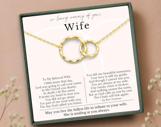 Loss of Wife Memorial Necklace, Sympathy Gift for Her, Sorry for Your Loss Keepsake, Bereavement Jewelry, Comforting Memorial Gift