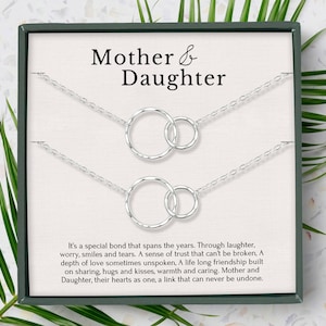 Mother Daughter Necklace set of 2 • Mothers day Necklace • Gift for Mom • 2 ring necklace • Mother Daughter Jewelry • Sterling Silver