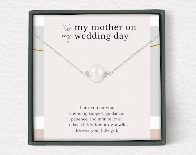 Necklace Gift for Mom on Wedding Day: Mother of the Bride Keepsake from Daughter – Thank You Wedding Gift, Today a Bride Tomorrow a Wife