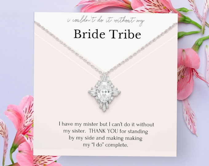 Bridesmaid Gift Necklace & Earring Set | Antique Crystal Diamond Necklace | Thank You Jewelry Wedding Party | Sisterhood Wedding Keepsake