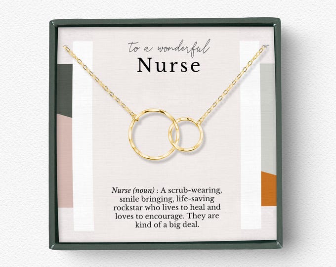 Nurse Thank you Gift, Cancer Nurse gifts, Nurse appreciation gift, Gifts for nurse, necklace gift box 14K gold-filled, Sterling Silver