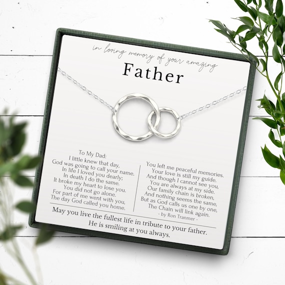Loss of Father gift necklace, Sympathy gift loss of father, Broken Chain poem or Sterling Silver