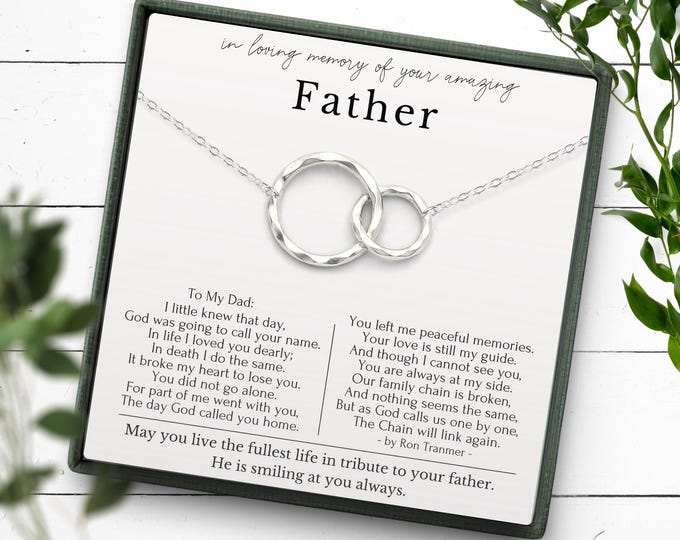 Loss of Father gift necklace, Sympathy gift loss of father, Broken Chain poem  or Sterling Silver