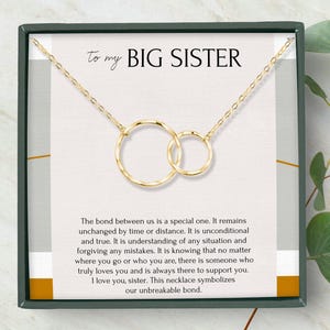 Big sister Necklace jewelry gift • Sister birthday necklace gift • To my big sister from sister necklace • Interlocking Circles necklace