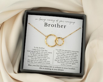 Halskette zum Gedenken an den Verlust des Bruders, Beileidsgeschenk mit Gedicht, Erinnerungsschmuck, Silber oder Gold