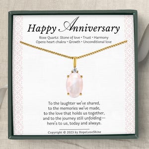 Collana di quarzo rosa per anniversario, gioiello in cristallo dorato, regalo con pietre preziose per la moglie, regalo per il 1°-30° anniversario