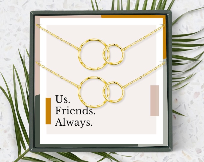 Best Friends necklace for 2,Friendship necklace set of 2, Best friends long distance,  or Sterling Silver circles necklace