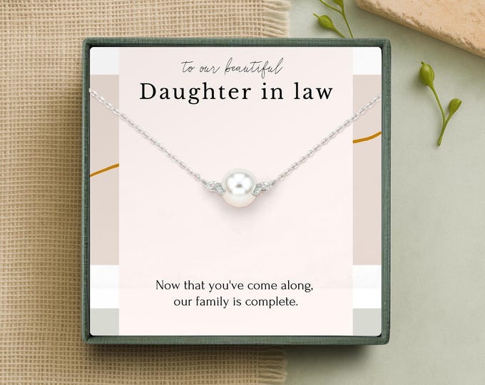 Daughter in Law Gift from Mother in Law | Wedding Jewelry for Bride | Pearl Necklace Sterling Silver Bridal Present | Mother of the Groom